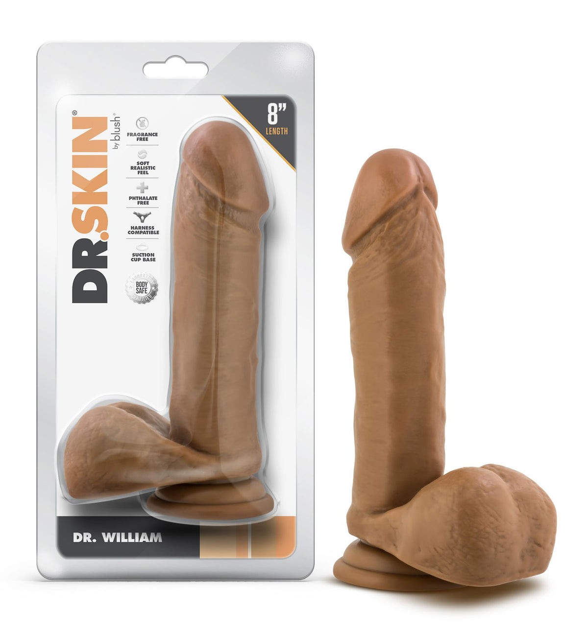 Dr. Skin - Dr. William - Consolador de 8 pulgadas con bolas - Bronceado