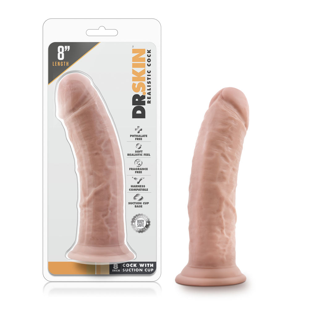 Dr. Skin - Dildo de 8 pulgadas con ventosa - Beige