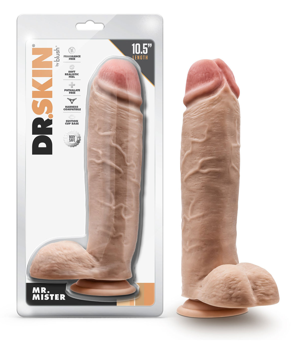 Dr. Skin - Mr. Mister - Consolador de 10,5 pulgadas con bolas - Beige