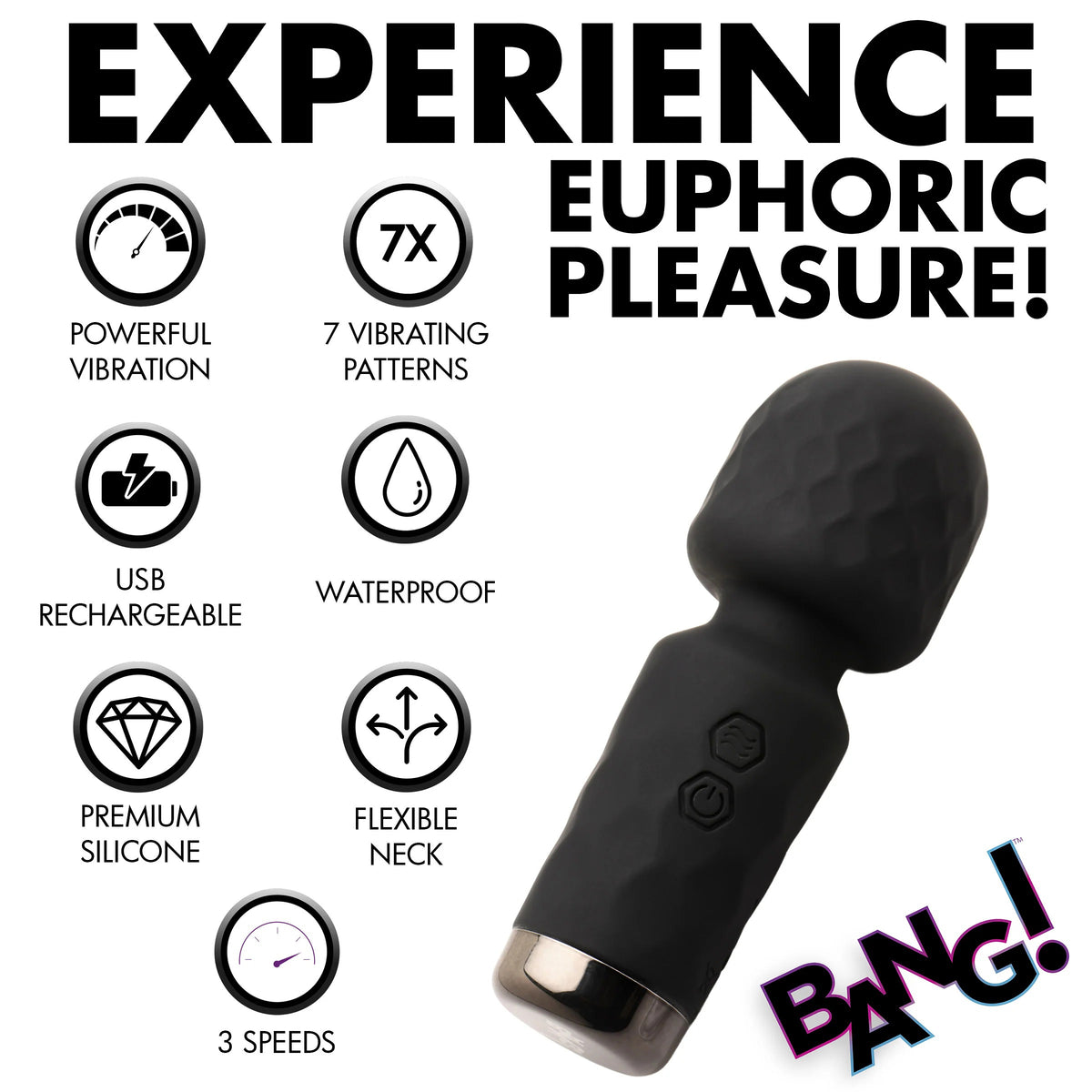 Vibrador 10x Mini Silicone Wand - Black