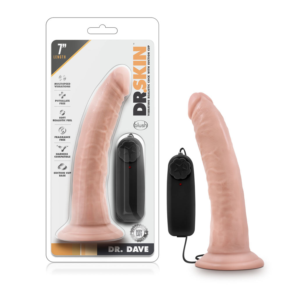 Vibrador Dr. Skin - Dr. Dave - de 7 pulgadas con ventosa - Beige