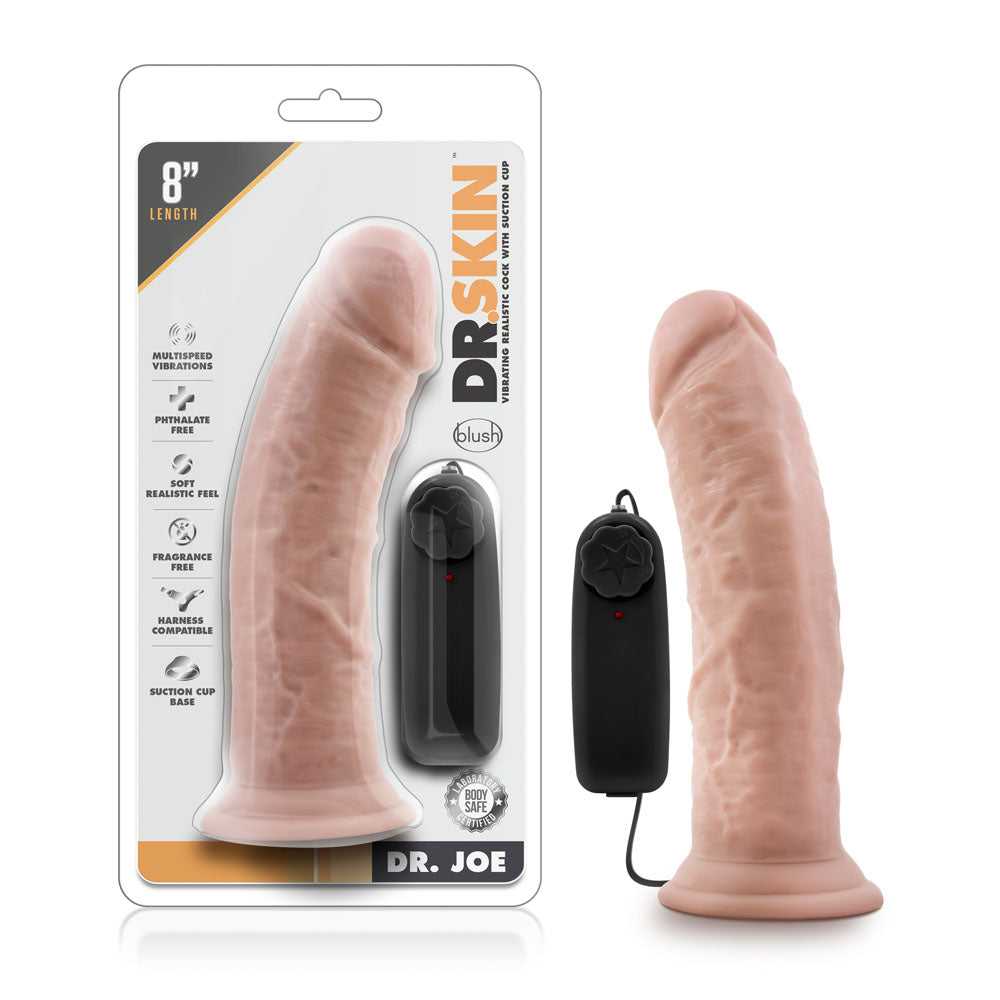 Vibrador Dr. Skin - Dr. Joe - 8 pulgadas con ventosa - Beige