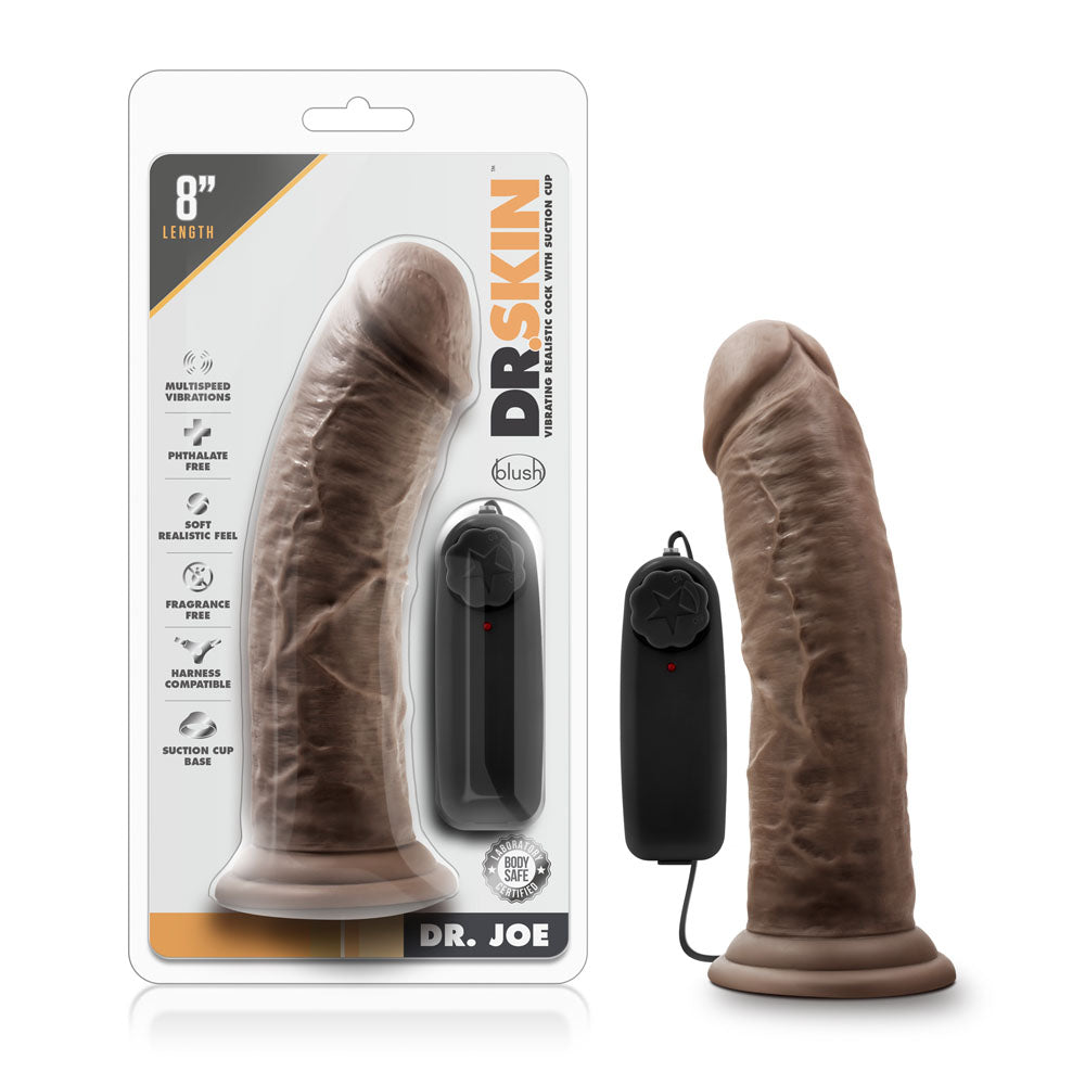 Vibrador Dr. Skin - Dr. Joe - 8 pulgadas con ventosa - Chocolate