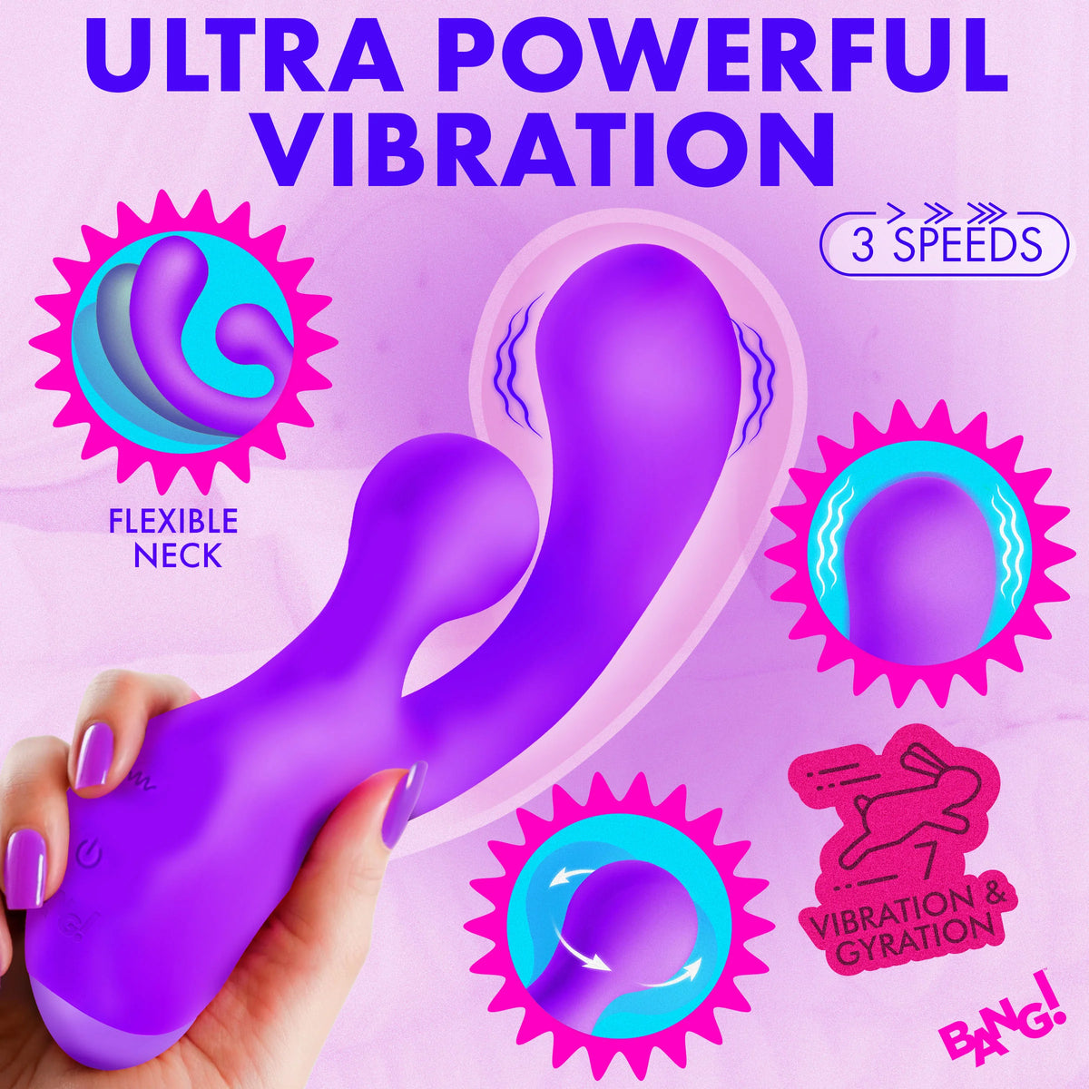 Vibrador de silicona Gyro Rabbit - Morado