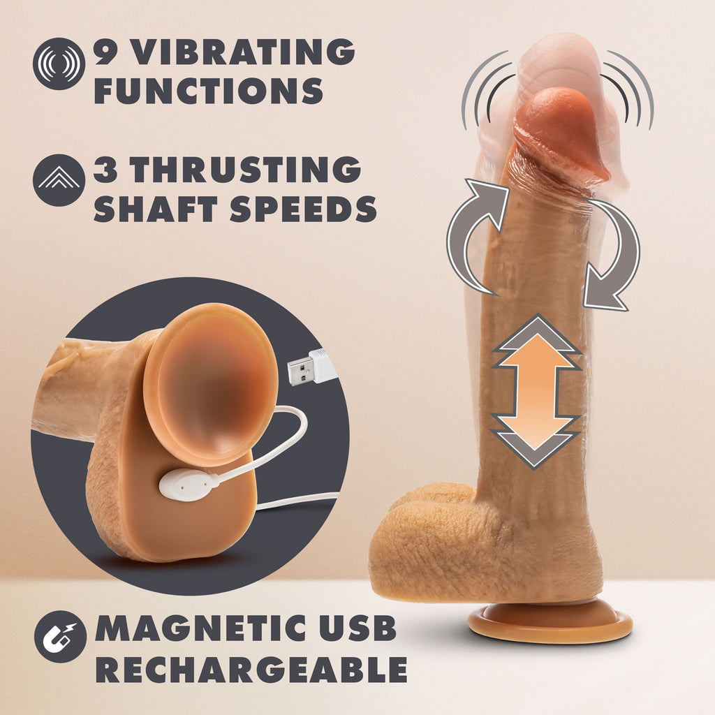 Dr. Skin - Dr. Phillips - Vibrador de empuje de 8,5 pulgadas - Bronceado