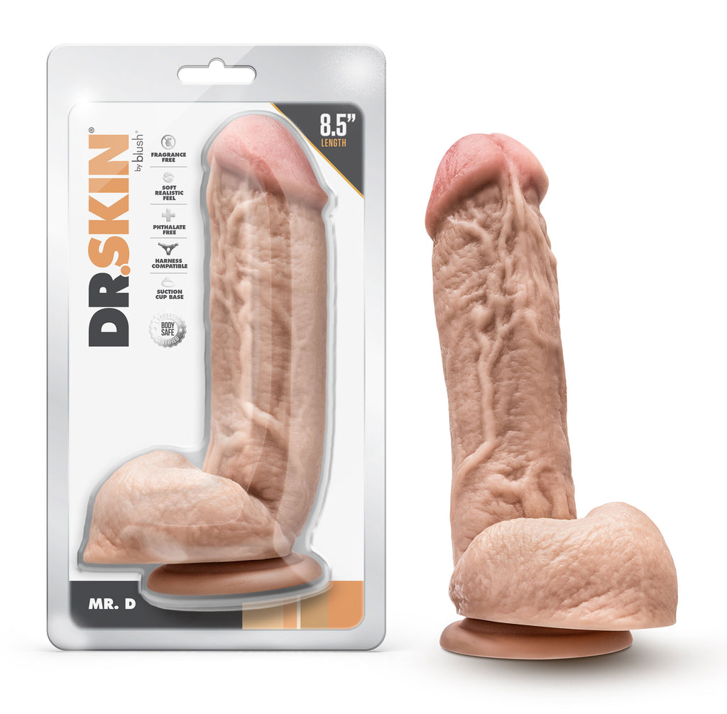Dildo Dr. Skin - Mr. D - de 8,5 pulgadas con bolas - Beige