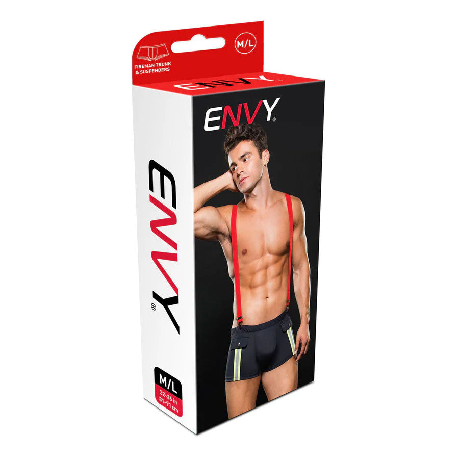 Envy Bombero con tirantes 2 piezas - Large/xlarge - Azul marino/rojo