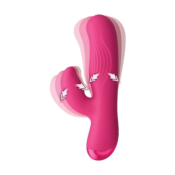 Vibrador de conejo de silicona acanalada Bg rosa