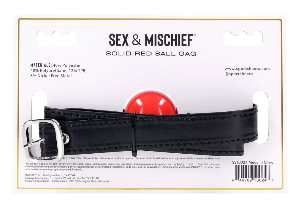 Sex and Mischief Solid Ball Gag - Rojo