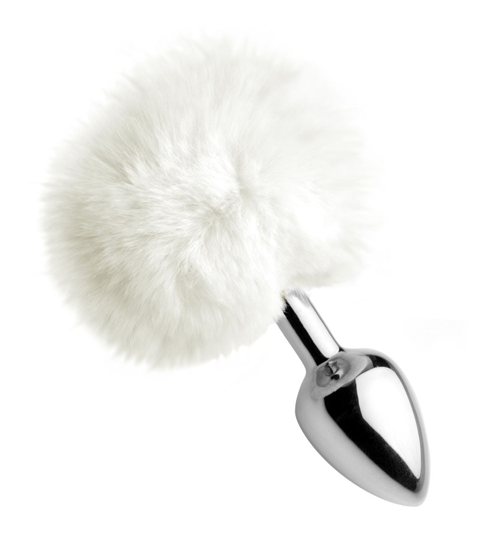 Plug anal de cola de conejo esponjoso blanco Small