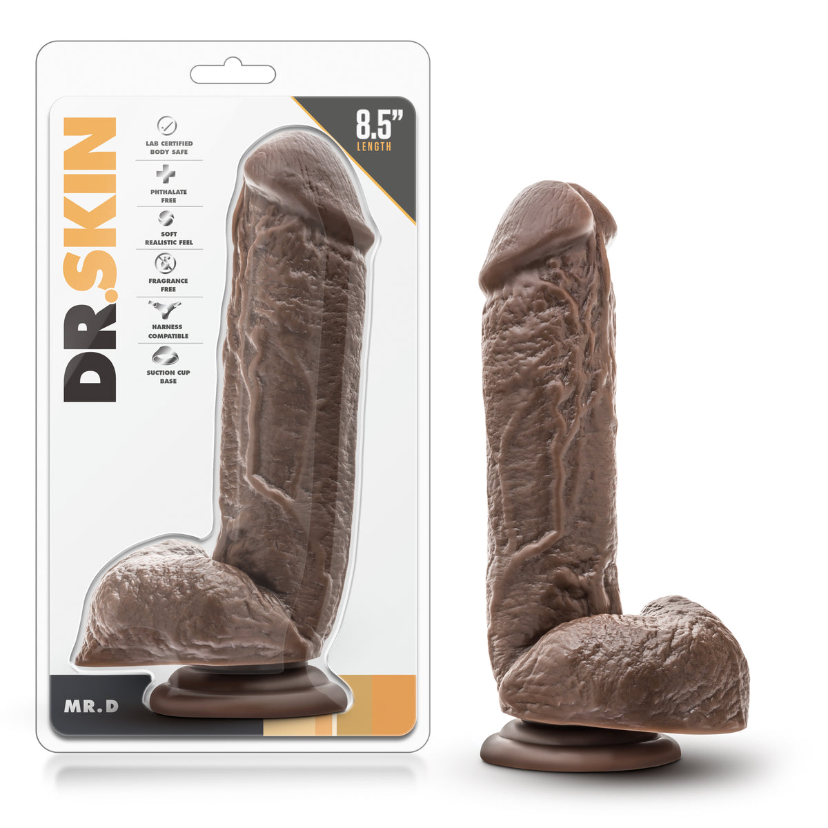 Dildo Dr. Skin - Mr. D - de 8,5 pulgadas con bolas - Negro