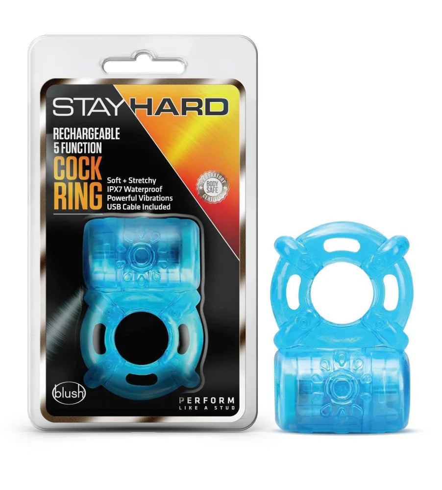 Anillo Stay Hard - Rechargeable 5 Function - Blue