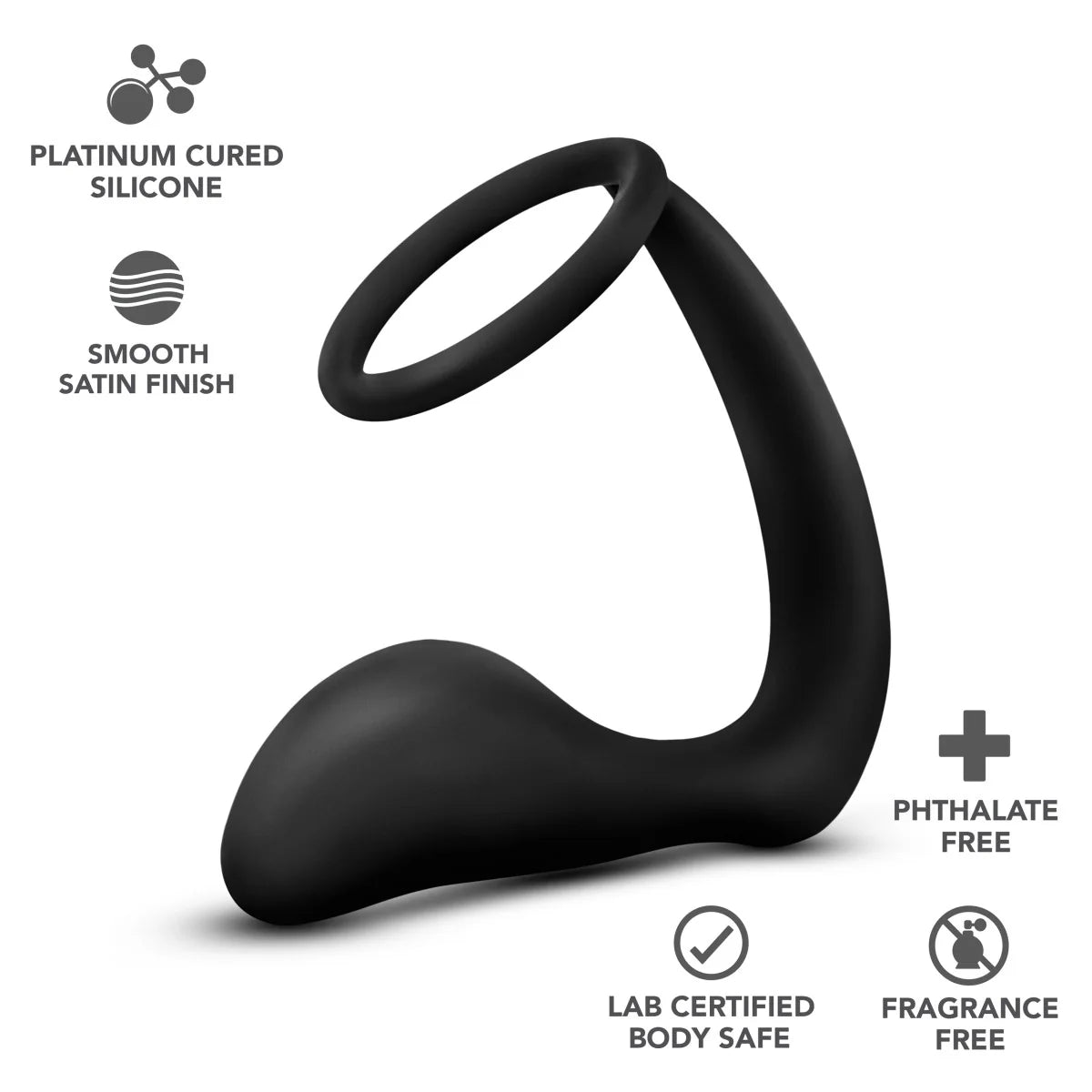 Anal Adventures - Platinum - Cock Ring Plug - Black