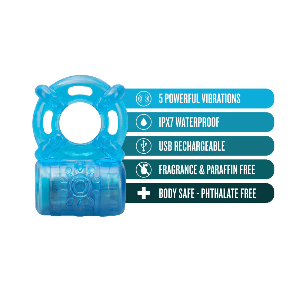 Anillo Stay Hard - Rechargeable 5 Function - Blue