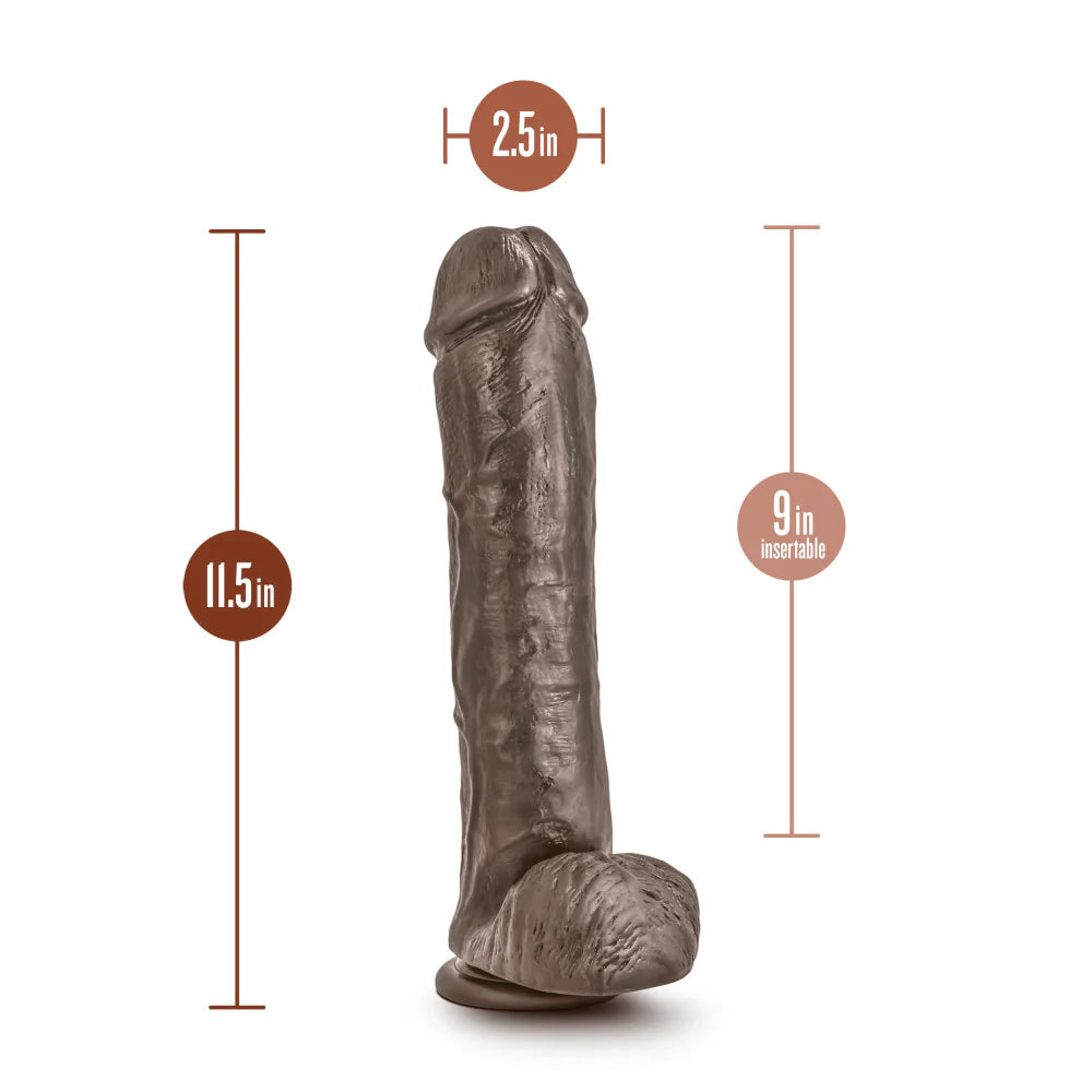 Dr. Skin Mr. Savage Consolador de 11,5 pulgadas con ventosa - Chocolate