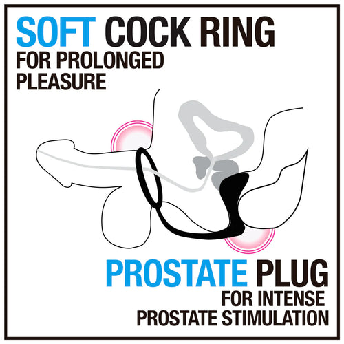 Anal Adventures - Platinum - Cock Ring Plug - Black